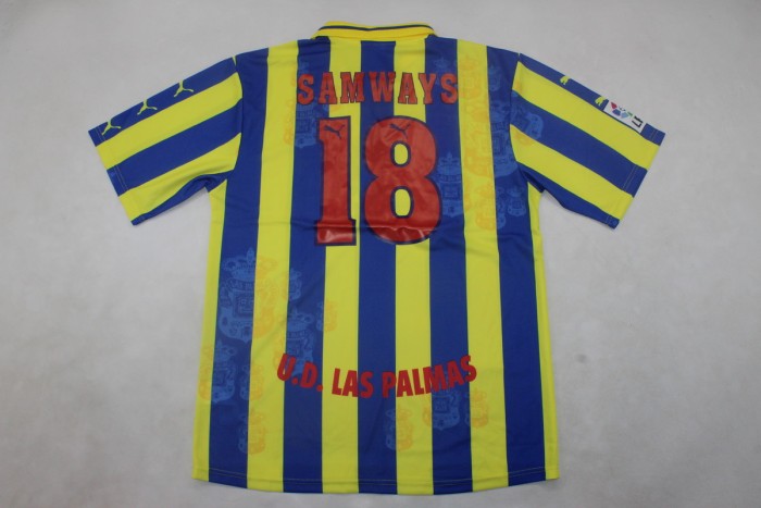 with LFP Patch Retro Jersey 1998-1999 Las Palmas SAMWAYS 18 Away Soccer Jersey Vintage Football Shirt