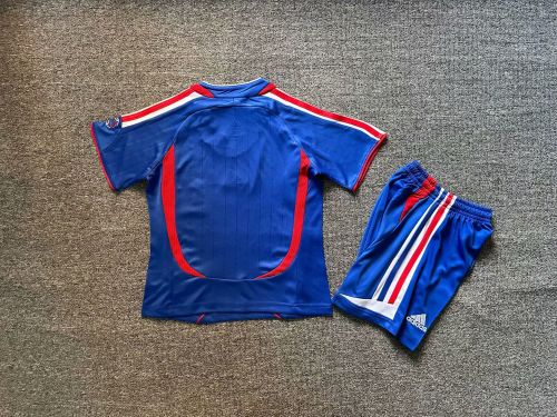 Retro Youth Uniform Kids Kit 2006 France Home Soccer Jersey Shorts Child Football Set