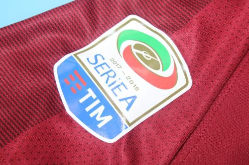 with Serie A Patch Retro Jersey 2017-2018 As Roma Home Soccer Jersey Vintage Football Shirt