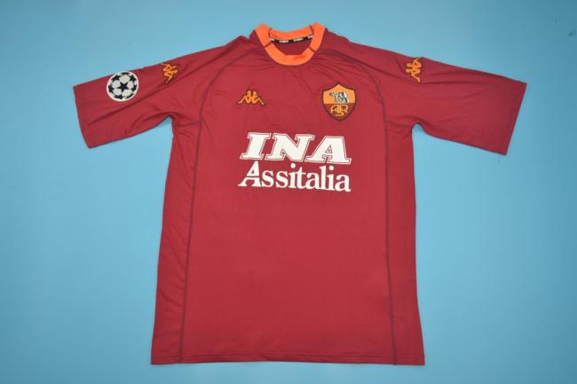 with UCL Patch Retro Jersey 2000-2001 As Roma Home Soccer Jersey Vintage Football Shirt