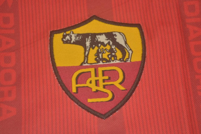 with Serie A Patch Retro Jersey 1999-2000 As Roma Home Soccer Jersey Vintage Football Shirt