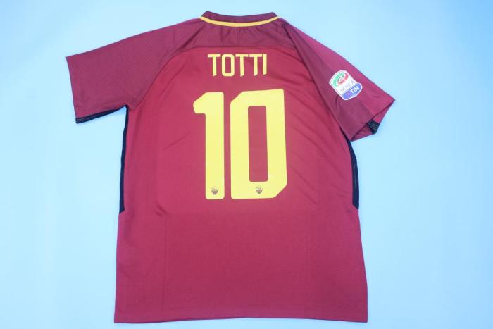 with Serie A Patch Retro Jersey 2017-2018 As Roma TOTTI 10 Home Soccer Jersey Vintage Football Shirt