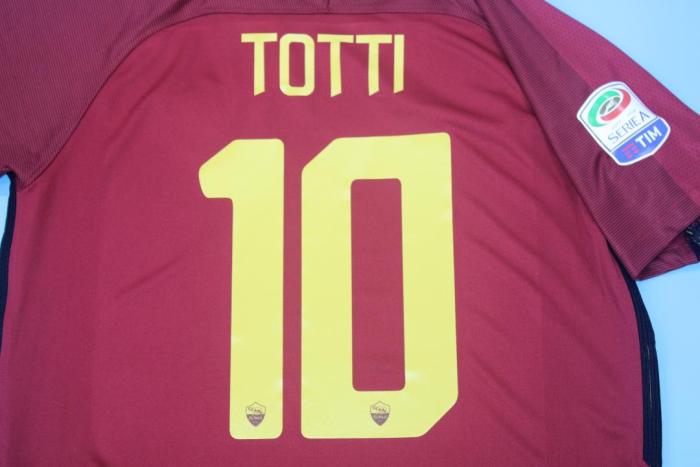 with Serie A Patch Retro Jersey 2017-2018 As Roma TOTTI 10 Home Soccer Jersey Vintage Football Shirt