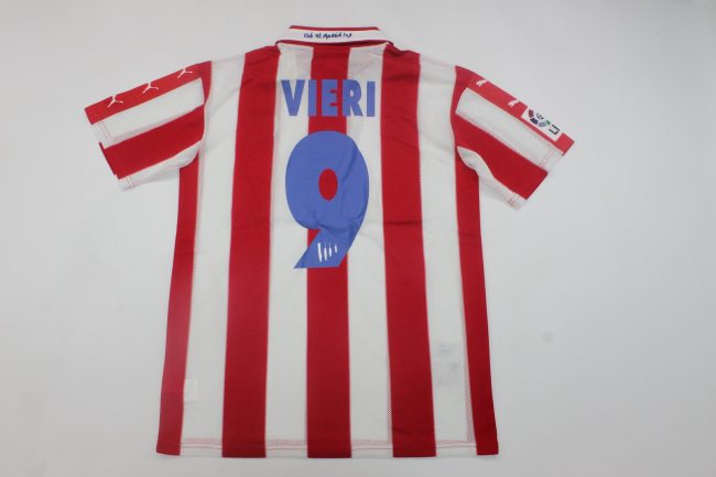 with LFP Patch Retro Jersey 1997-1998 Atletico Madrid VIERI 9 Home Soccer Jersey Vintage Football Shirt
