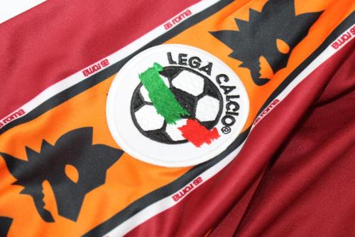 with Serie A Patch Retro Jersey 1998-1999 AS Roma Home Soccer Jersey Vintage Football Shirt