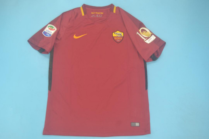 with Serie A+Golden 10 Patch without Sponor Logo Retro Jersey 2017-2018 As Roma Home Soccer Jersey Vintage Football Shirt