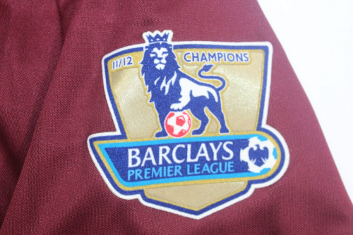 with Golden EPL Patch Retro Jersey 2012-2013 Manchester City SILVA 21 Away Dark Red Soccer Jersey Vintage Football Shirt