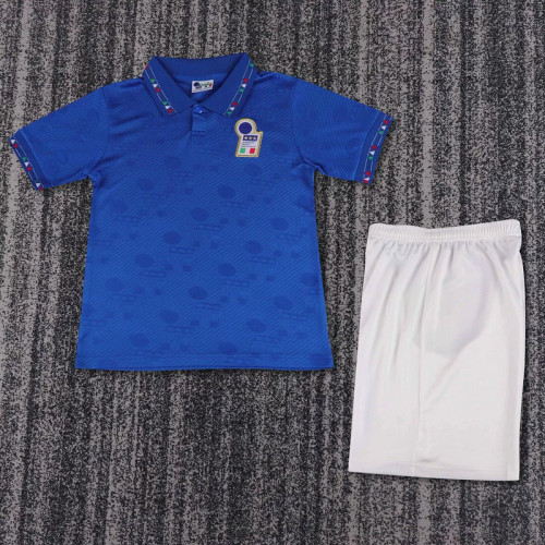 Retro Youth Uniform Kids Kit Italy 1994 Home Soccer Jersey Shorts Child Football Set