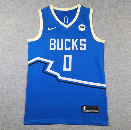 2025 City Edition Milwaukee Bucks 0 LILLARD Blue NBA Shirt Basketball Jersey