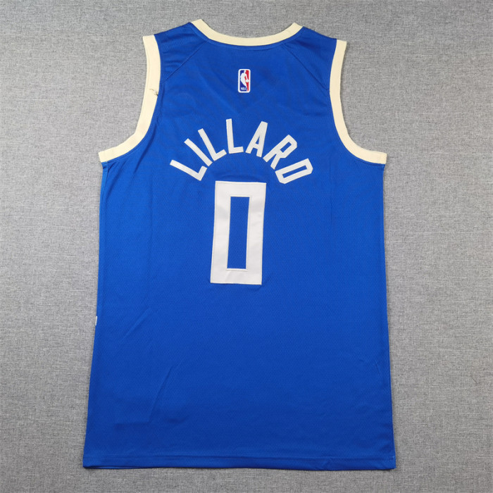 2025 City Edition Milwaukee Bucks 0 LILLARD Blue NBA Shirt Basketball Jersey