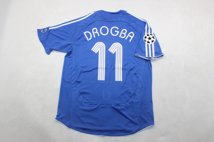 with UCL Patch Retro Jersey 2006-2007 Chelsea DROGBA 11 Home Soccer Jersey Vintage Football Shirt