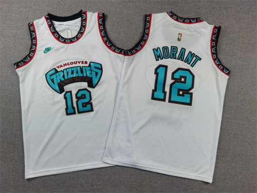 Youth 2025 City Edition Memphis Grizzlies 12 MORANT White NBA Jersey Basketball Shirt