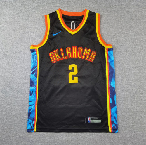 Youth Kids 2025 City Edition Oklahoma City Thunder GIL GEOUS-ALEXANDER 2 Black NBA Jersey Child Basketball Shirt