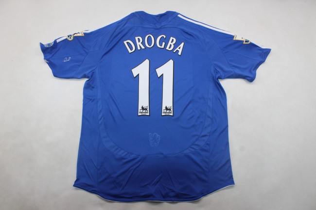 with EPL Patch Retro Jersey 2006-2007 Chelsea DROGBA 11 Home Soccer Jersey Vintage Football Shirt