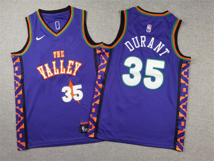 Youth 2025 City Edition Phoenix Suns 35 DURANT Purple NBA Jersey Child Basketball Shirt
