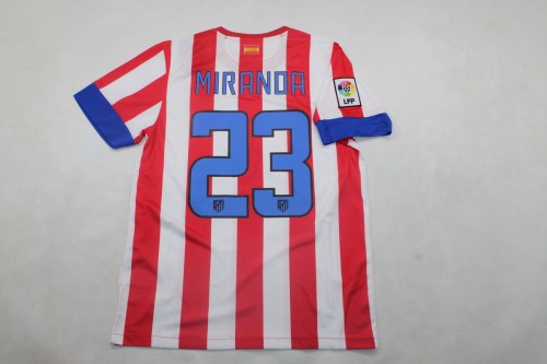 with LFP Patch Retro Jersey 2012-2013 Atletico Madrid MIRANDA 23 Home Soccer Jersey Vintage Football Shirt