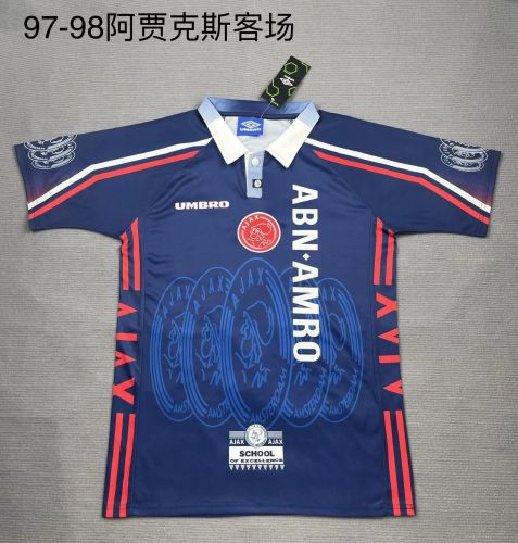 Retro Jersey1997-1998 Ajax Away Blue Soccer Jersey Vintage Football Shirt
