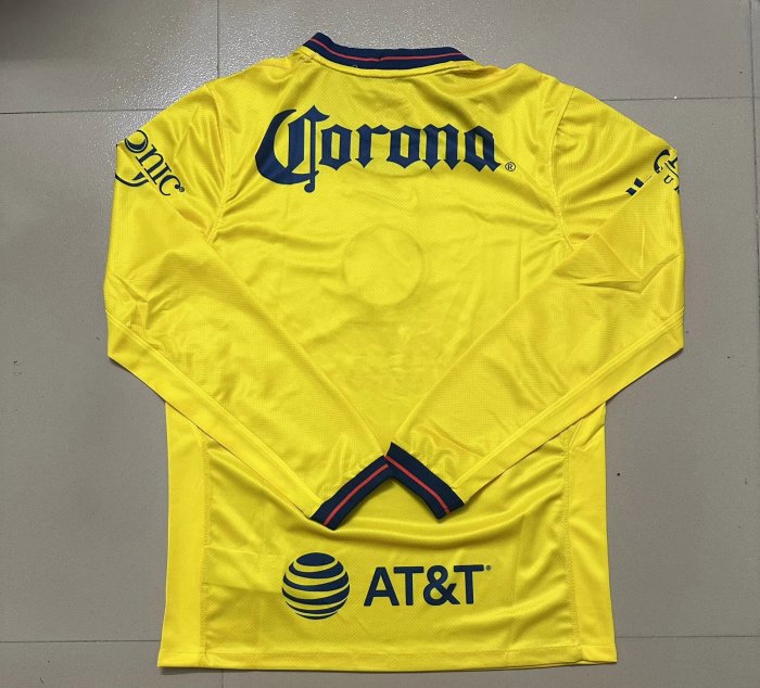 Fan Version Long Sleeve 2024-2025 Club America Aguilas Home Soccer Jersey Yellow Football Shirt