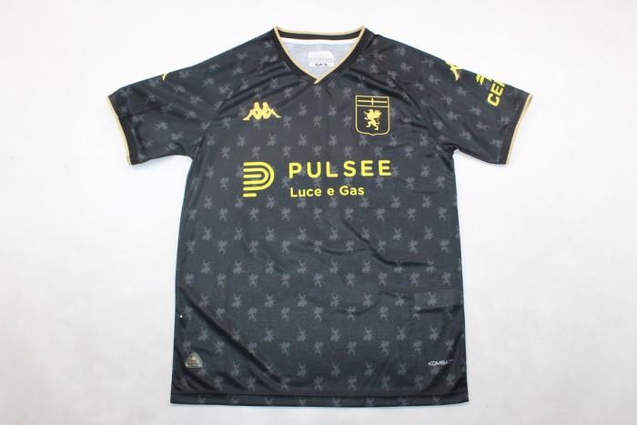 with Sponor Logo Fan Version 2024-2025 Genoa Third Away Black Soccer Jersey Maillot de Foot