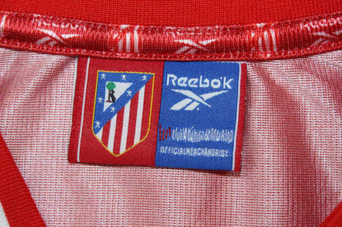 with LFP Patch Retro Jersey 1999-2000 Atletico Madrid HASSELBAINK 17 Home Soccer Jersey Vintage Football Shirt