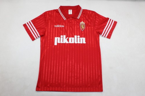 Retro Jersey 1995-1996 Real Zaragoza POYET 11 Away Red Soccer Jersey Vintage Camisetas de Futbol
