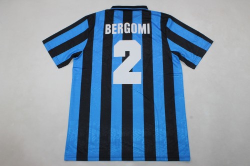 Retro Jersey 1993-1994 Inter Milan BERGOMI 2 Home Soccer Jersey Vintage Football Shirt