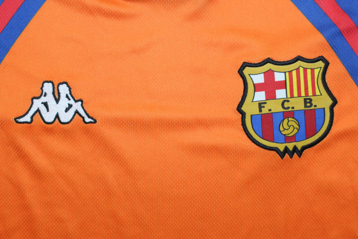 with UCL Patch Retro Jersey 1997-1998 Barcelona Away Soccer Jersey Vintage Football Shirt