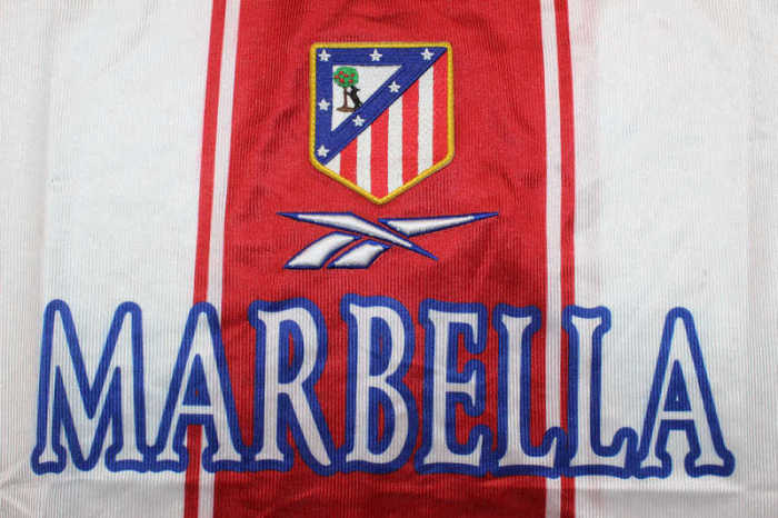 with LFP Patch Retro Jersey 1999-2000 Atletico Madrid HASSELBAINK 17 Home Soccer Jersey Vintage Football Shirt