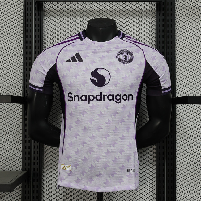 Player Version 2025-2026 Manchester United White/Purple Soccer Jersey Man United Football Shirt