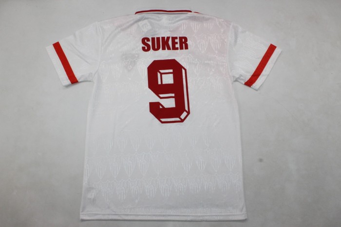 Retro Jersey 1993-1994 Sevilla SUKER 9 Home Soccer Jersey Vintage Football Shirt