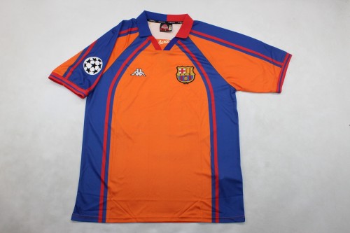 with UCL Patch Retro Jersey 1997-1998 Barcelona Away Soccer Jersey Vintage Football Shirt