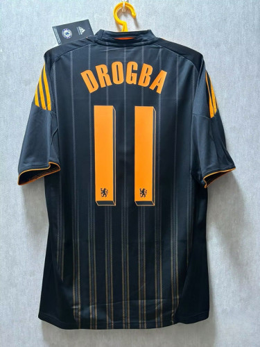 Retro Jersey 2010-2011 Chelsea DROGBA 11 Third Away Black Soccer Jersey Vintage Football Shirt
