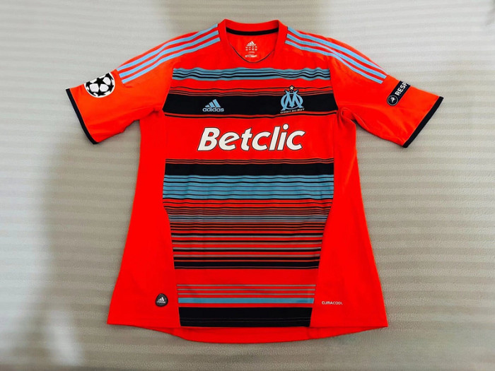 with UCL Patch Retro Jersey 2011-2012 Olympique de Marseille Third Away Orange Vintage Soccer Jersey