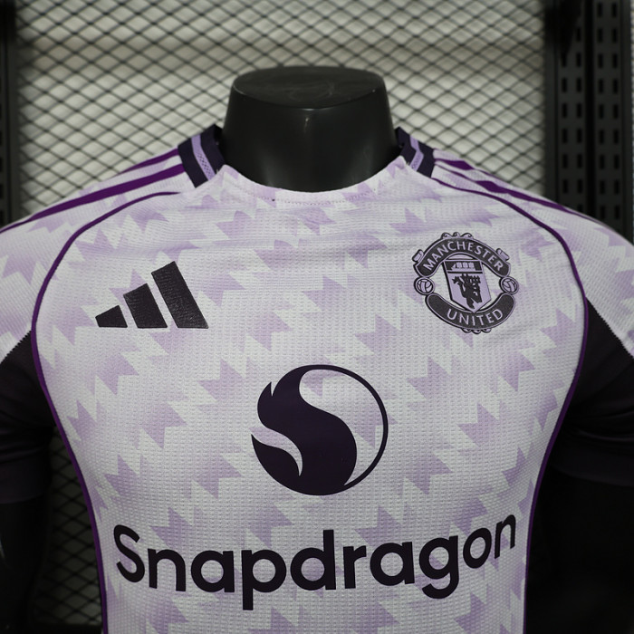 Player Version 2025-2026 Manchester United White/Purple Soccer Jersey Man United Football Shirt