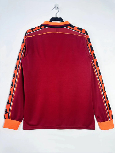 Retro Jersey Long Sleeve As Roma 1998-1999 Home Soccer Jersey Vintage Football Shirt