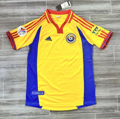 with Patch Retro Jersey 2000 Romania Home Soccer Jersey Vintage Football Shirt
