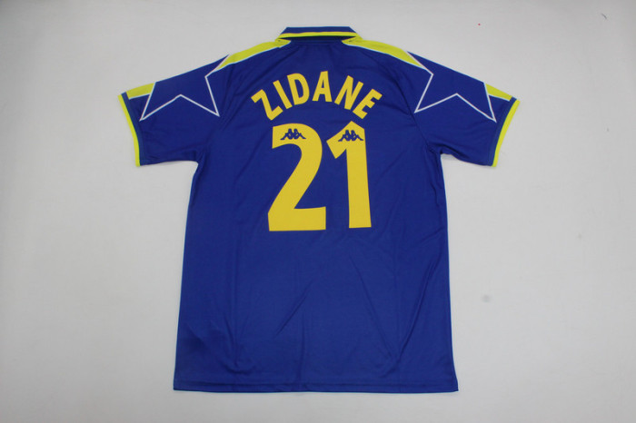 Retro Jersey 1996-1997 Juventus ZIDANE 21 Away Blue Soccer Jersey Vintage Maillot de Foot