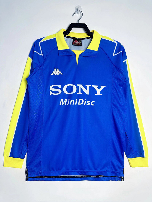 Long Sleeve Retro Jersey 1996-1997 Juventus Away Blue Soccer Jersey Vintage Maillot de Foot