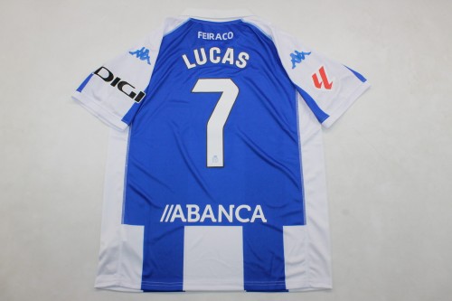 with LALIGA Patch Fan Version 2024-2025 Deportivo La Coruna LUCAS 7 Home Soccer Jersey Camisetas de Futbol