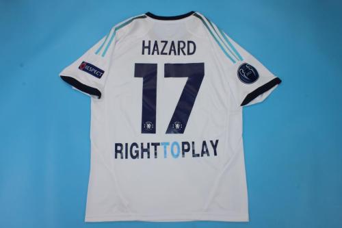 with 2012 Champions League Patch Retro Jersey 2012-2013 Chelsea HAZARD 17 Away White Soccer Jersey Vintage Football Shirt