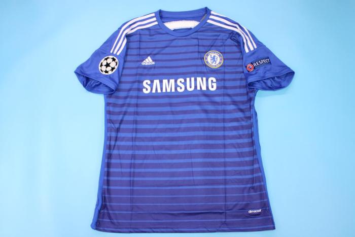 with UCL Patch Retro Jersey 2014-2015 Chelsea FABREGAS 4 Home Soccer Jersey Vintage Football Shirt