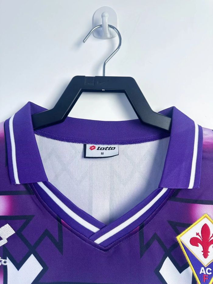 Long Sleeve Retro Jersey ACF Fiorentina 1992-1993 Away Soccer Jersey Vintage Football Shirt