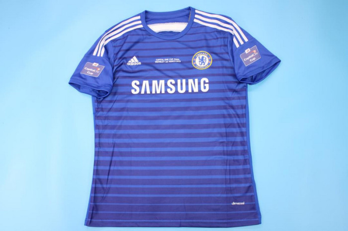 with Front Lettering Retro Jersey 2014-2015 Chelsea Capital One Cup Final Home Soccer Jersey Vintage Football Shirt