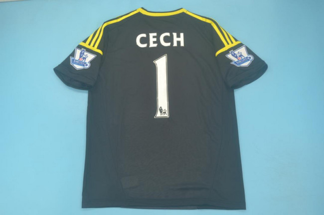 with EPL Patch Retro Jersey 2012-2013 Chelsea CECH 1 Third Away Black Soccer Jersey Vintage Football Shirt