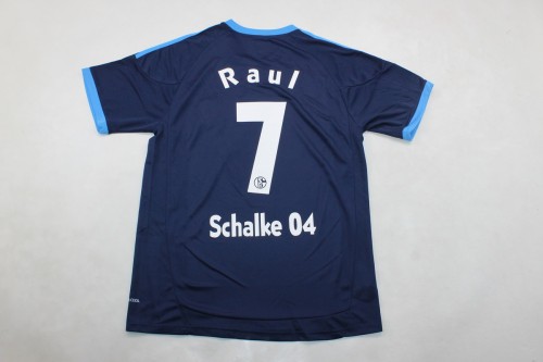 with Bundesliga Patch Retro Jersey 2010-2011 Schalke 04 RAUL 7 Away Dark Blue Soccer Jersey Vintage Football Shirt