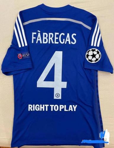 with UCL Patch Retro Jersey 2014-2015 Chelsea FABREGAS 4 Home Soccer Jersey Vintage Football Shirt