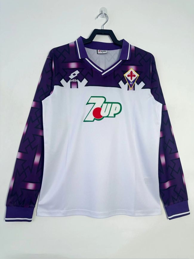 Long Sleeve Retro Jersey ACF Fiorentina 1992-1993 Away Soccer Jersey Vintage Football Shirt