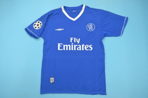 with UCL Patch Retro Jersey 2003-2005 Chelsea Home Soccer Jersey Blue Vintage Football Shirt