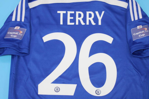 with Front Lettering Retro Jersey 2014-2015 Chelsea TERRY 26 Capital One Cup Final Home Soccer Jersey Vintage Football Shirt