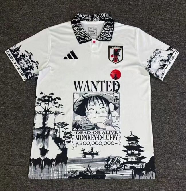 Fan Version Japan 2024 White/Black Comic Soccer Jersey Football Shirt
